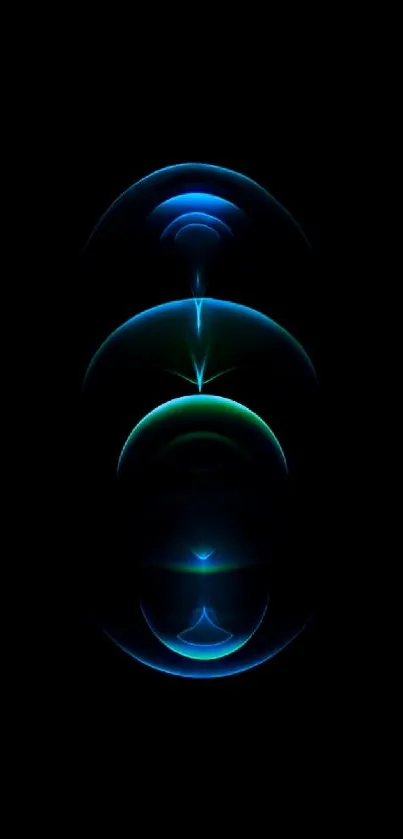 Futuristic blue abstract design on black background wallpaper.