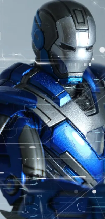 Futuristic blue and silver armor wallpaper.