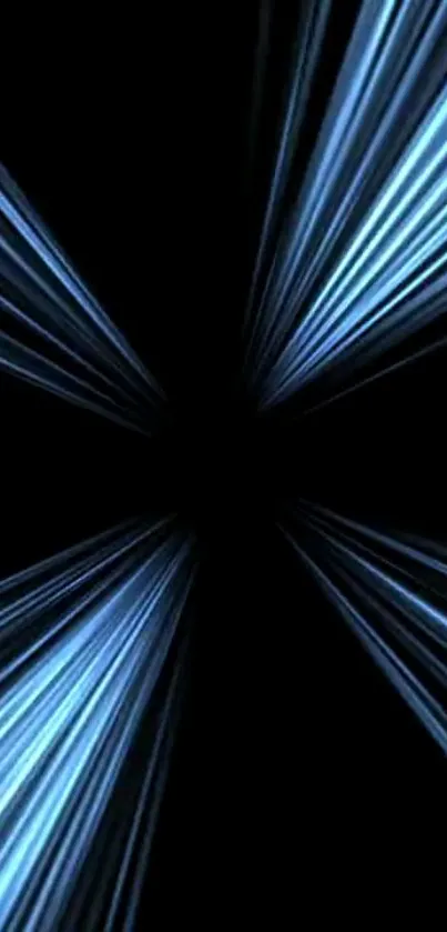 Futuristic blue beams on a dark background for mobile wallpaper.