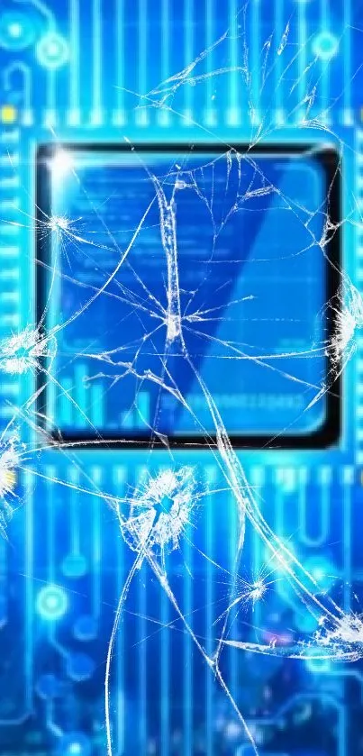 Blue digital circuit board wallpaper for mobile.