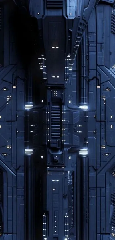 Futuristic blue circuitry wallpaper design.