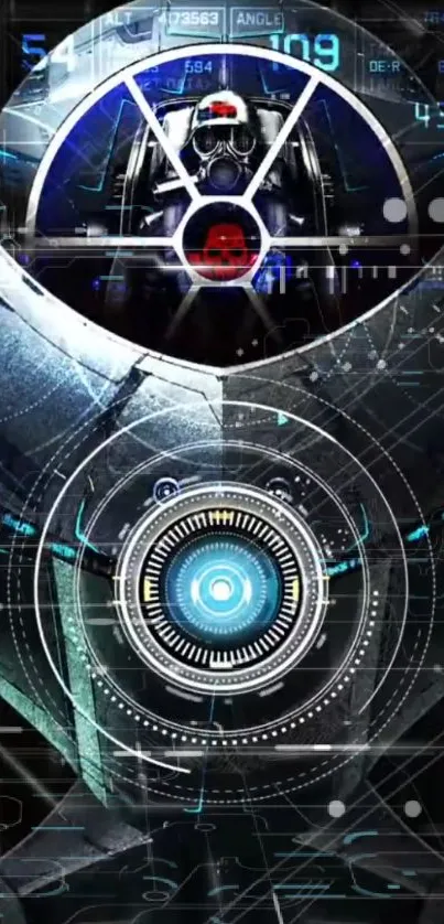 Futuristic blue digital circuitry mobile wallpaper with a tech design.