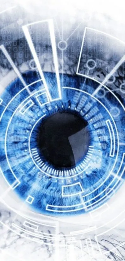 Futuristic blue eye digital wallpaper design.