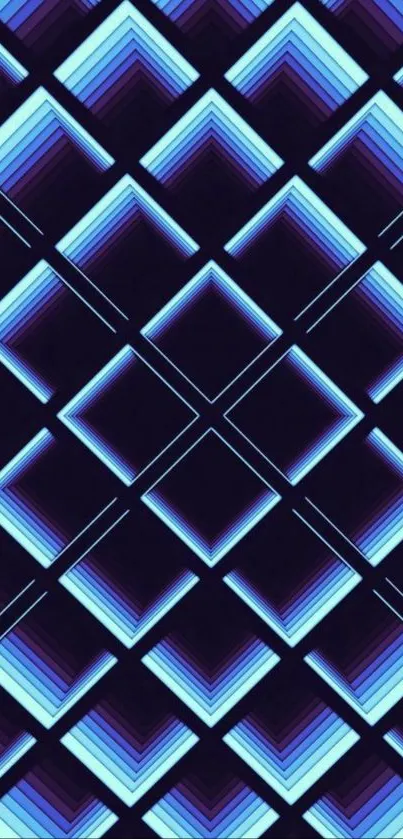 Futuristic blue geometric wallpaper with glowing design elements.