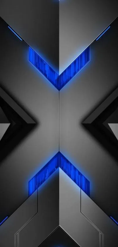 Futuristic wallpaper with blue geometric pattern.