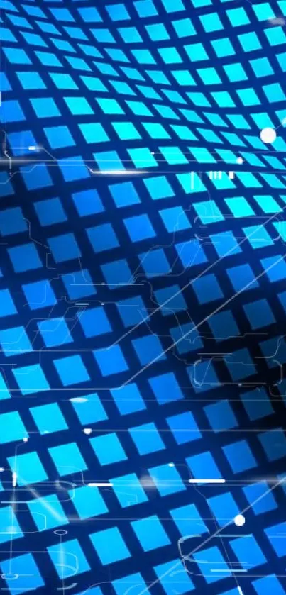 Futuristic blue grid wallpaper with dynamic design.