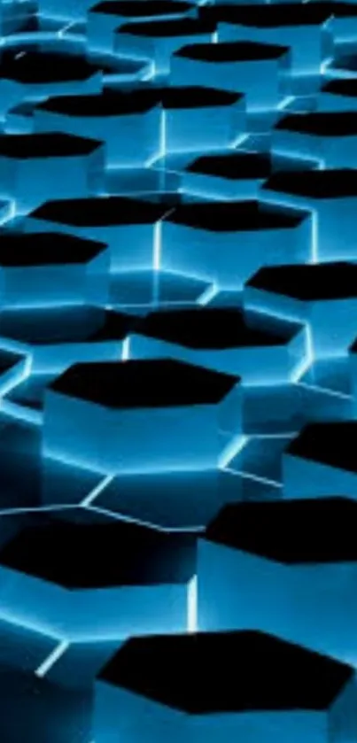 Futuristic blue hexagonal pattern with glowing digital effect.