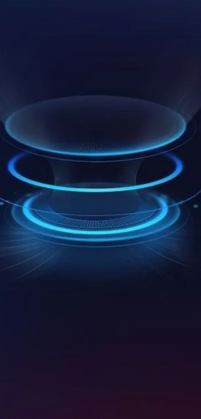 Futuristic blue neon circles on a dark background wallpaper.