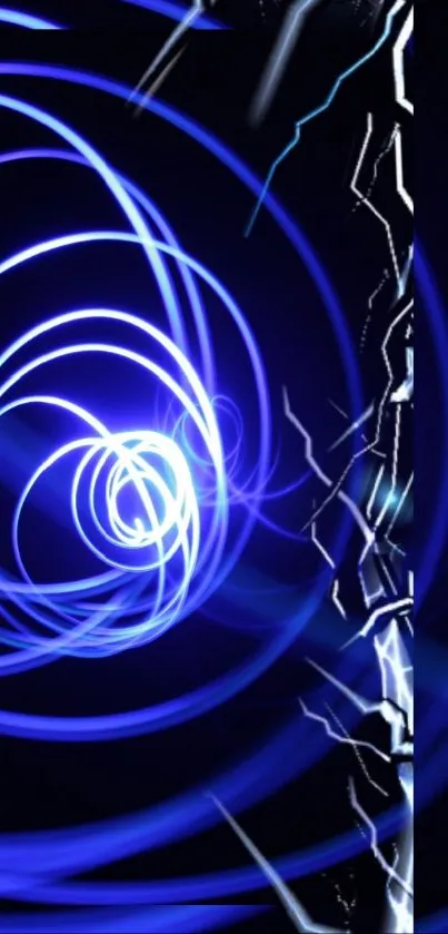 Futuristic blue light spiral wallpaper design