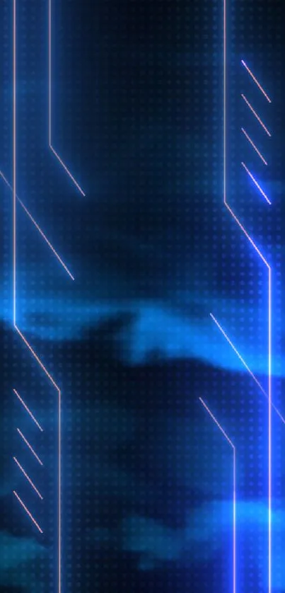 Futuristic blue neon wallpaper with sleek geometric lines.