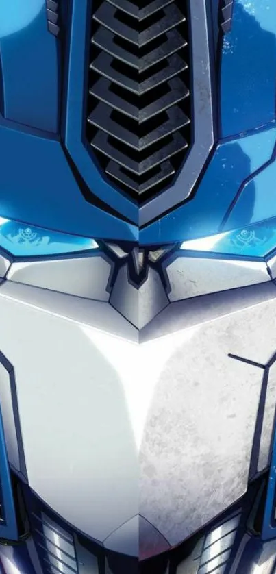 Futuristic blue robot mobile wallpaper with sleek design.