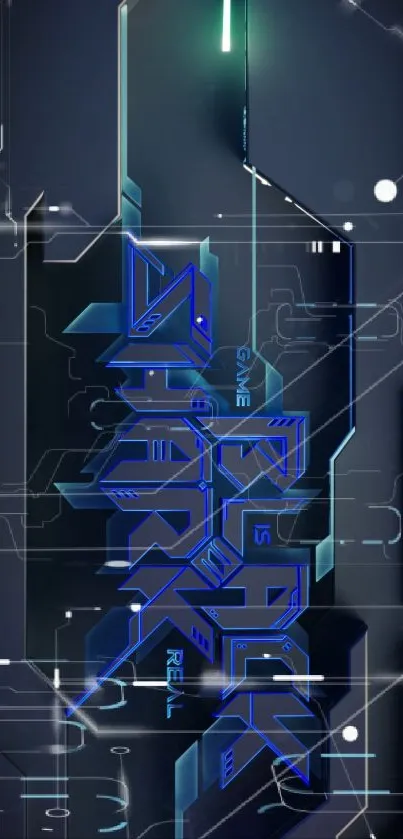 Futuristic tech wallpaper with neon blue design.