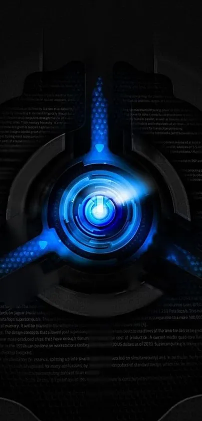 Futuristic blue tech design mobile wallpaper with glowing center.