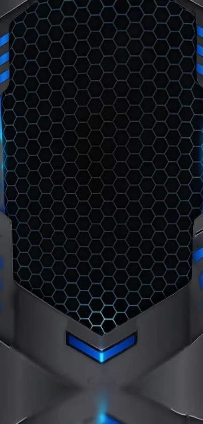 Futuristic tech wallpaper with blue tones and hexagonal patterns