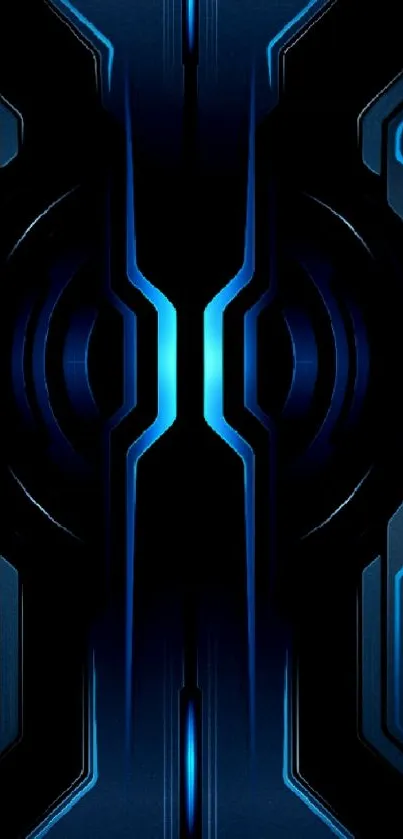 Futuristic blue and black tech mobile wallpaper.