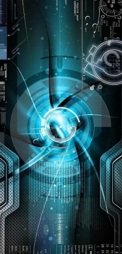 Futuristic blue tech wallpaper with abstract digital design.