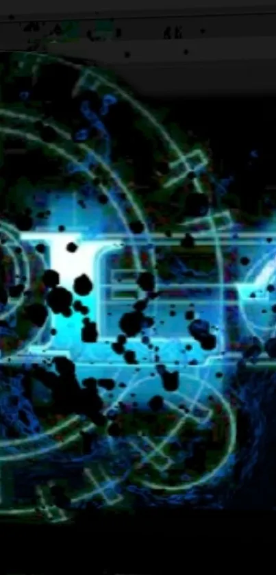 Futuristic blue tech wallpaper with digital circuits and abstract patterns.