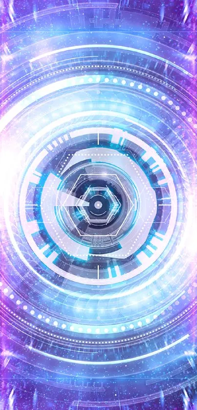 Futuristic blue vortex digital wallpaper for mobile.