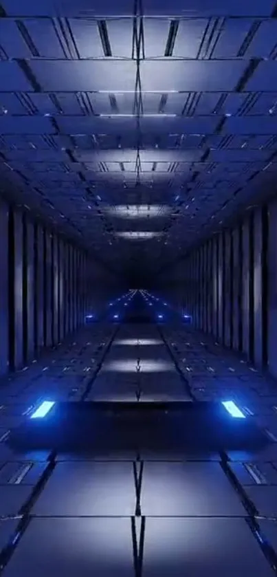 Sleek futuristic blue tunnel mobile wallpaper.