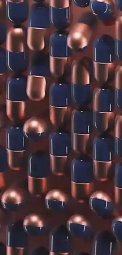 Futuristic abstract wallpaper with capsules in copper and blue.