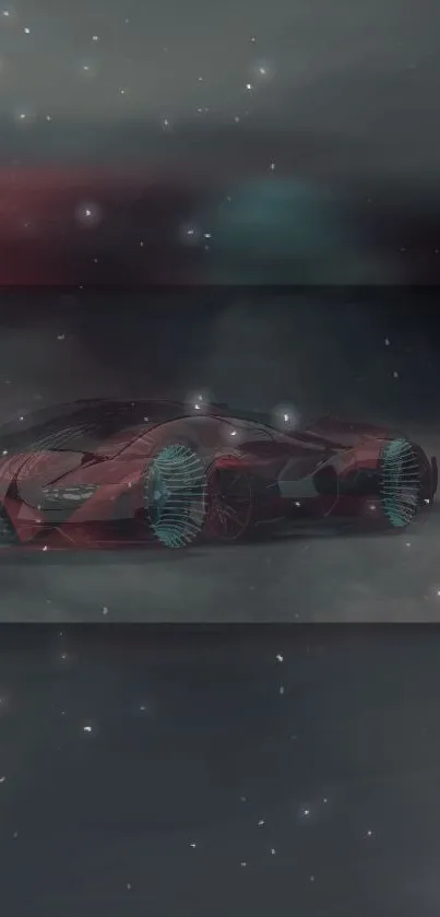 Sleek futuristic car with dark background.