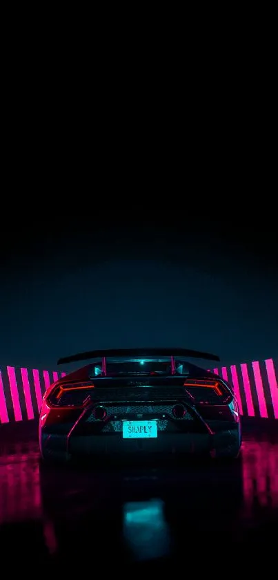 Futuristic car in neon glow with vibrant colors and sleek design.