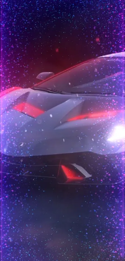 Futuristic car with neon glow and vibrant colors in digital art design.