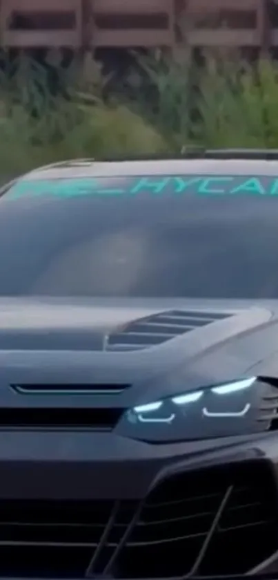 A futuristic car with glowing LED lights in a sleek design wallpaper.