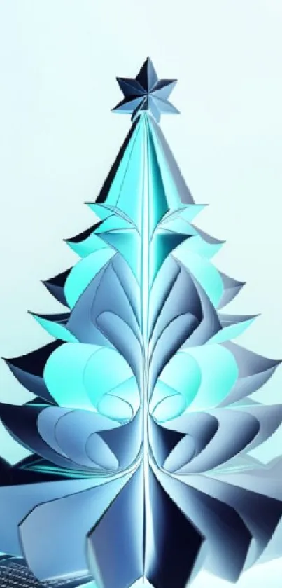 Futuristic Christmas tree with sleek design in light blue color.