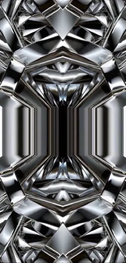 Futuristic chrome abstract geometric wallpaper.