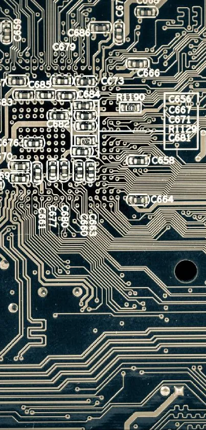 Dark teal circuit board design wallpaper for tech lovers.