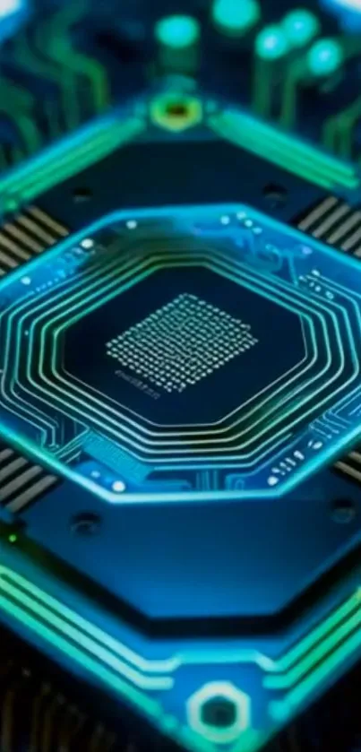 Futuristic blue circuit board wallpaper for tech lovers.