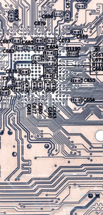 Abstract circuit board design wallpaper for mobile phones.