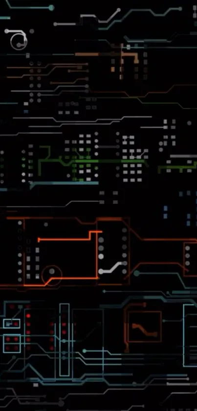 Futuristic circuit board wallpaper with intricate digital design.