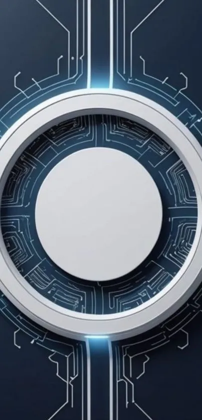 Futuristic circuit design wallpaper with circular motif.
