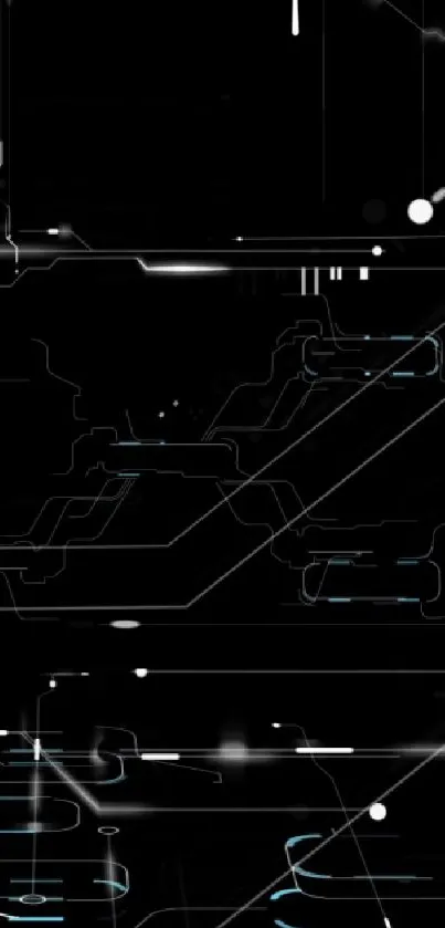 Futuristic black circuit design wallpaper with digital patterns.