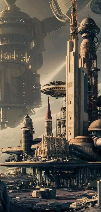 Futuristic sci-fi cityscape with towering architecture