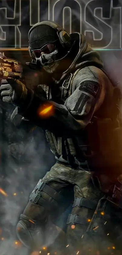 Futuristic soldier in action wallpaper.