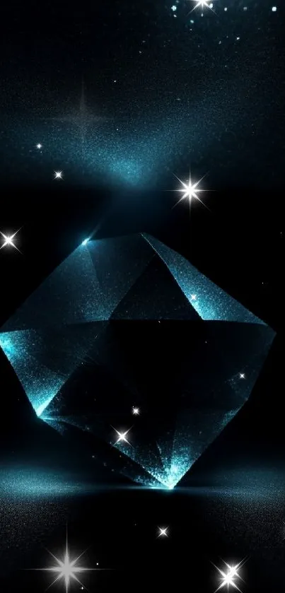 Futuristic cyan crystal on dark background wallpaper.