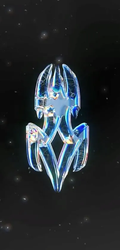 Futuristic crystal design on dark mobile wallpaper.