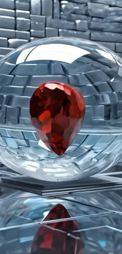 Abstract futuristic crystal orb with geometric reflections.