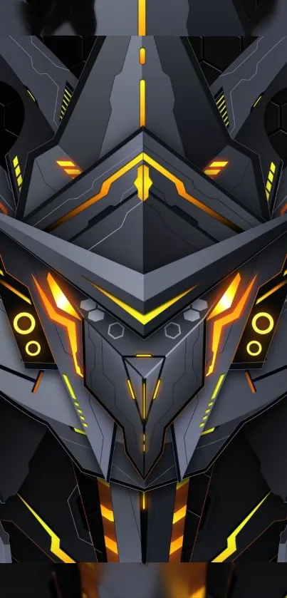 Futuristic cyber armor design with neon highlights for mobile wallpaper.