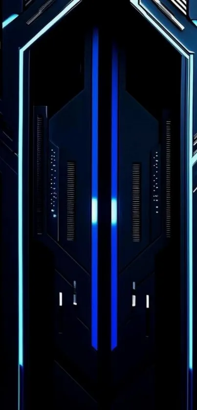 Futuristic blue neon high-tech mobile wallpaper.