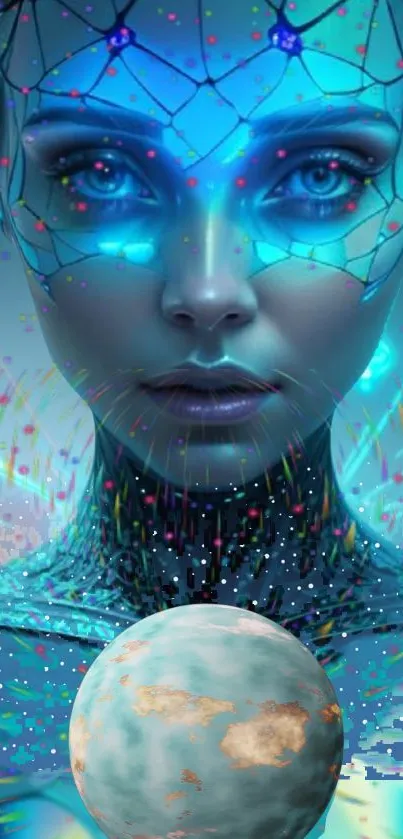 Futuristic cyber woman with glowing design