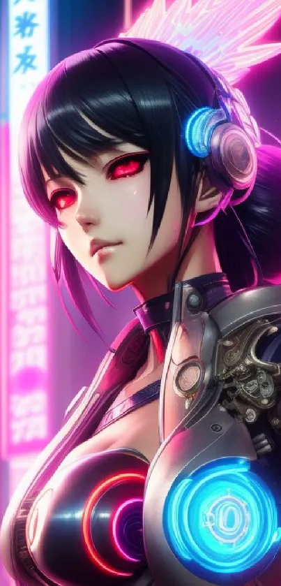 Futuristic anime cyberpunk character with neon lights.