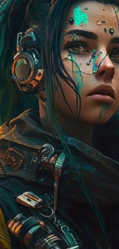 Vibrant cyberpunk wallpaper with futuristic art and neon accents.