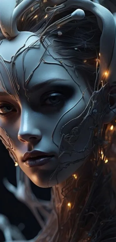 Futuristic cyberpunk woman art design with glowing elements.