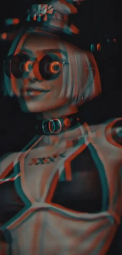 Futuristic cyberpunk digital character wallpaper in 3D design.