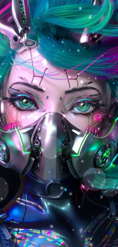 Futuristic cyberpunk artwork with neon colors, showcasing a vibrant character design.