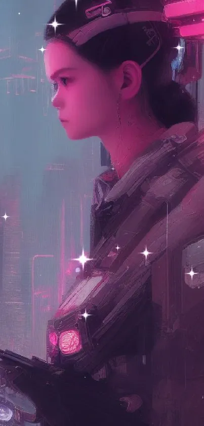 Futuristic cyberpunk character with neon accents in a digital artwork.